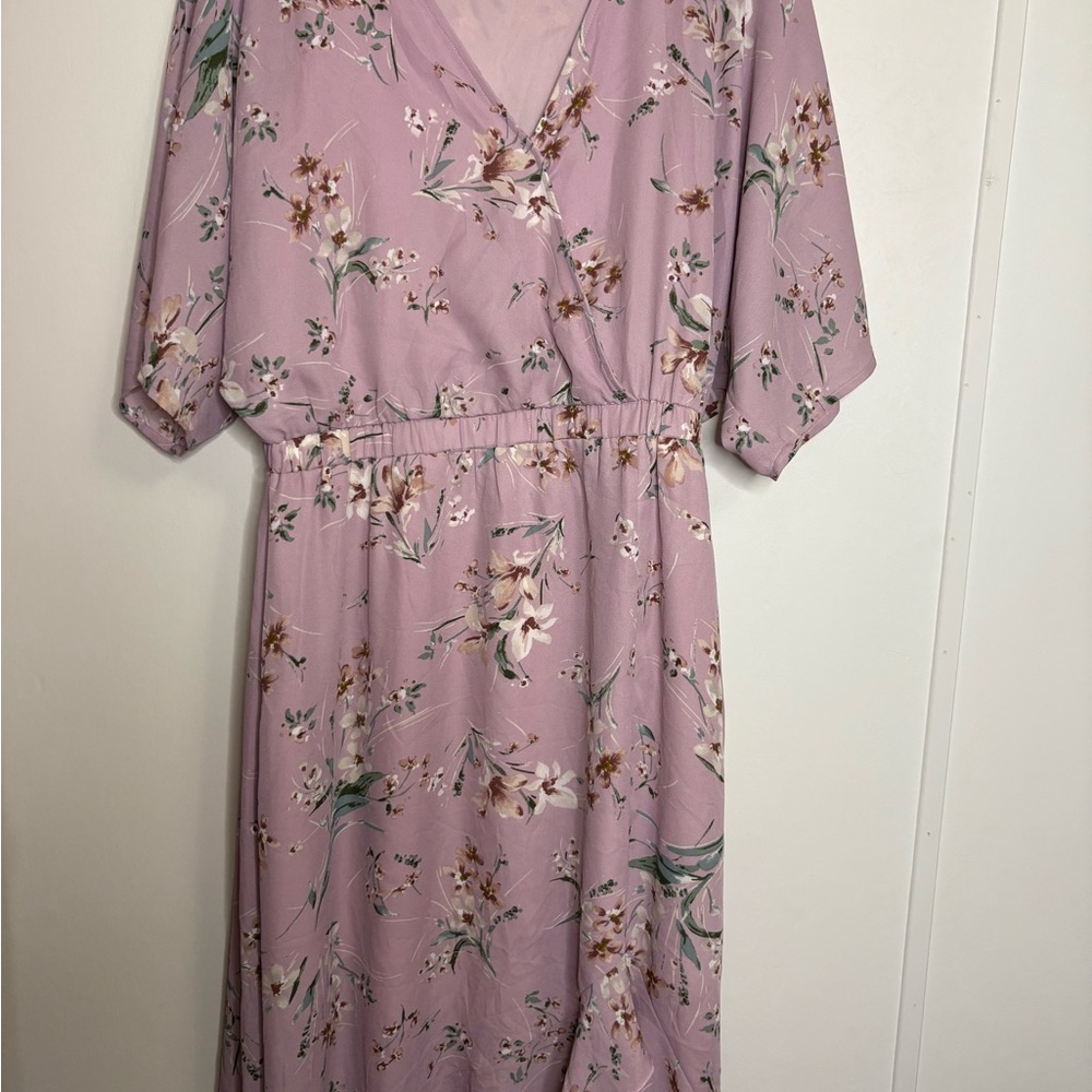 Elegant Floral Mauve High Low Dress
